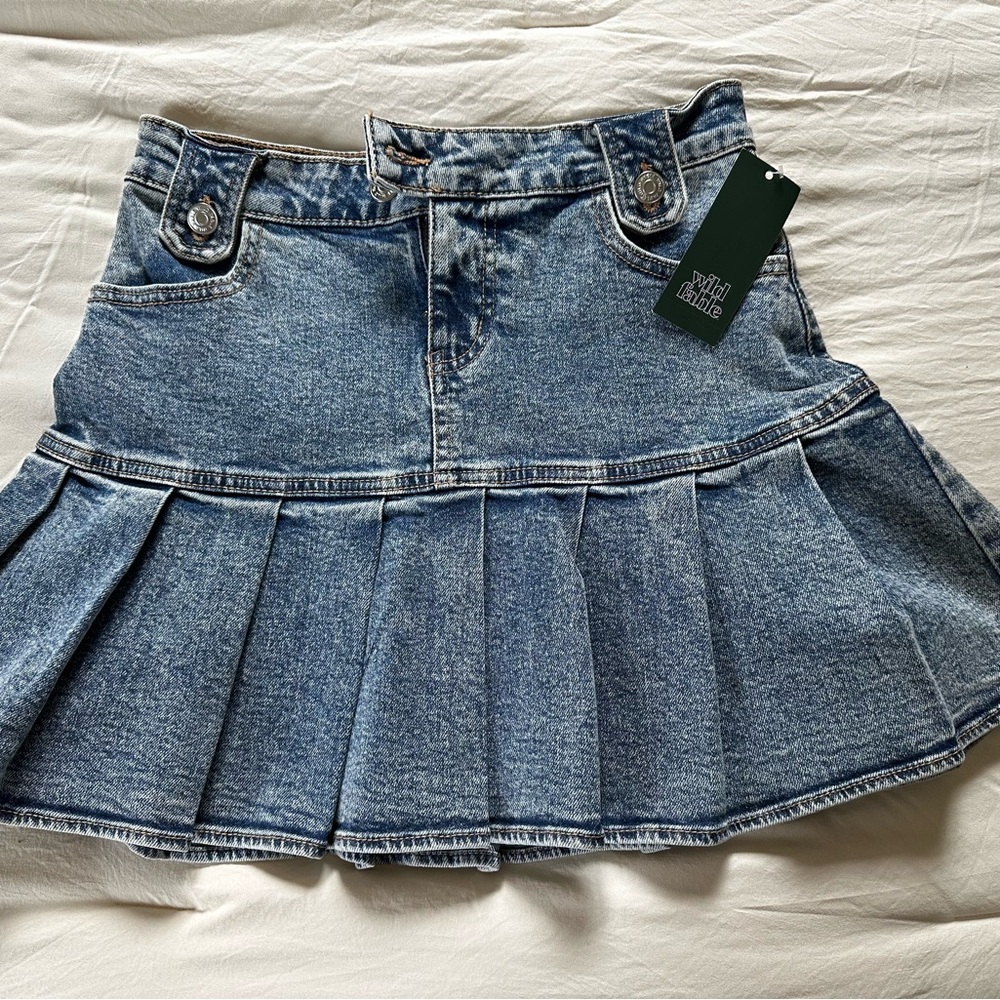 Target Wild Fable Pleated Blue Denim Skirt
